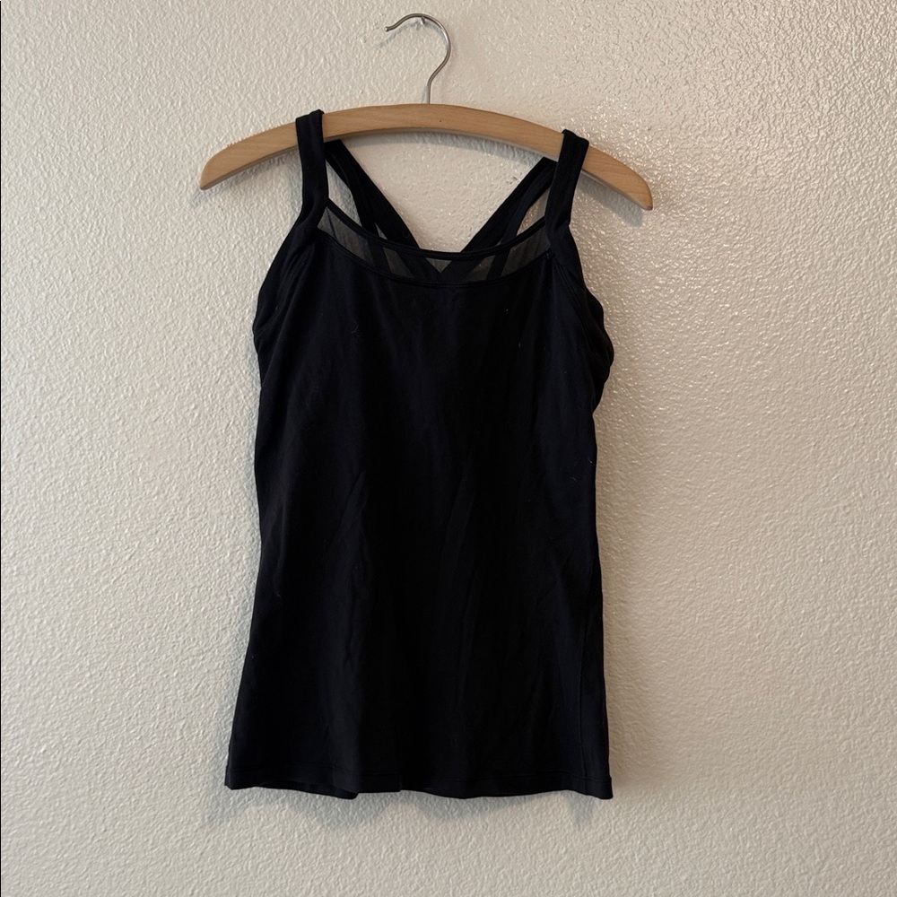 lululemon athletica Black Strappy mesh workout top size 8